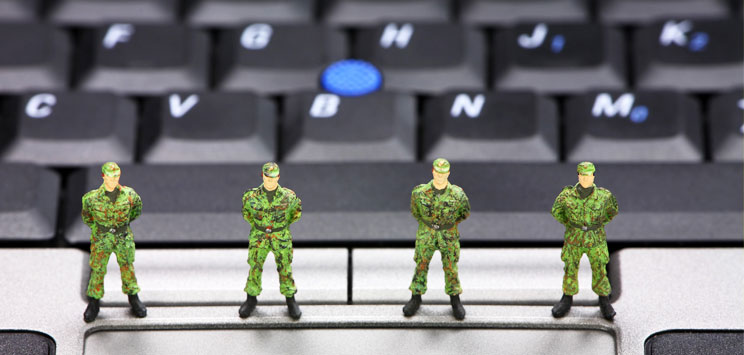 Military toys protecting keyboard