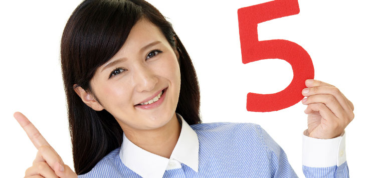 asian woman holding number 5